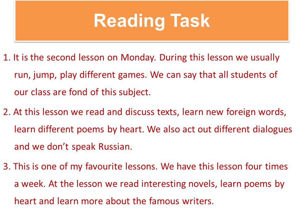 Task read the story