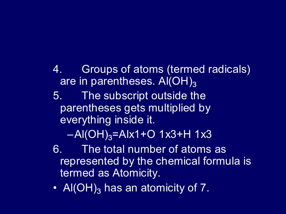 CHEMICAL FORMULAS 1.Tell you which elements are present.