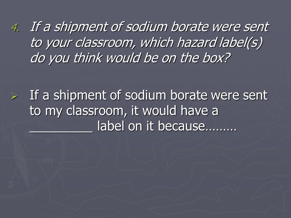Sodium borate hazard labels