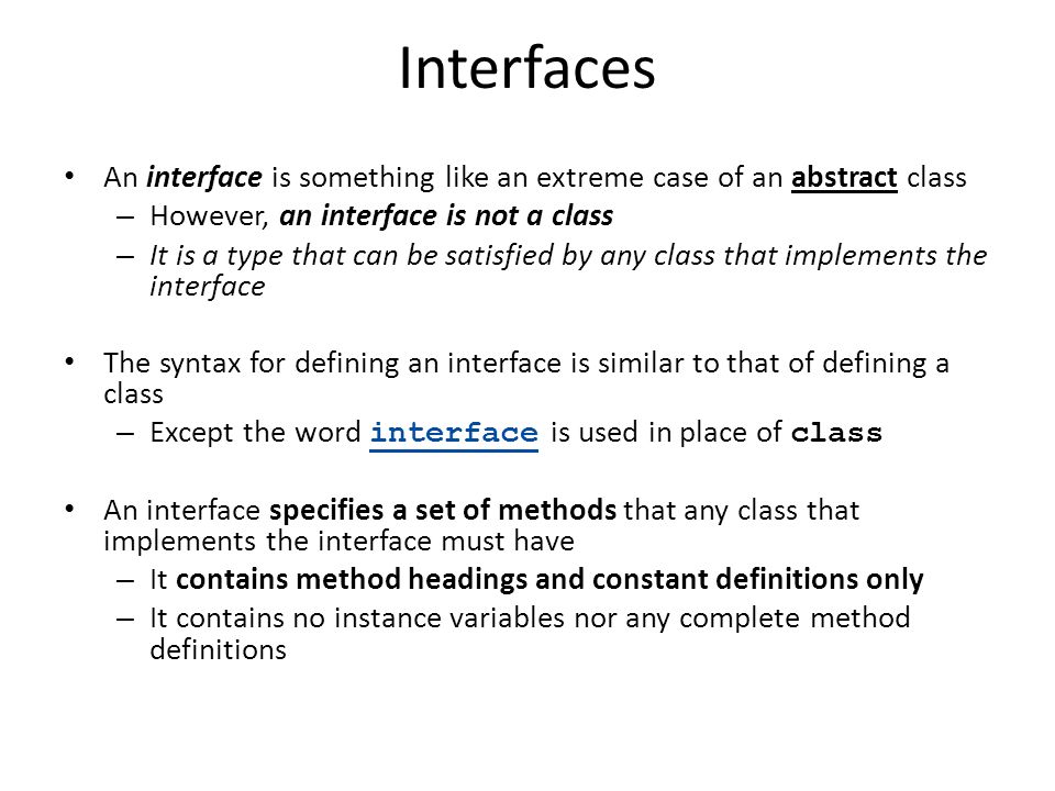 Interfaces in Java. In Java, an interface is a type that…