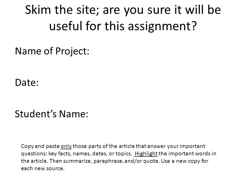 Skim the site; are you sure it will be useful for this assignment.