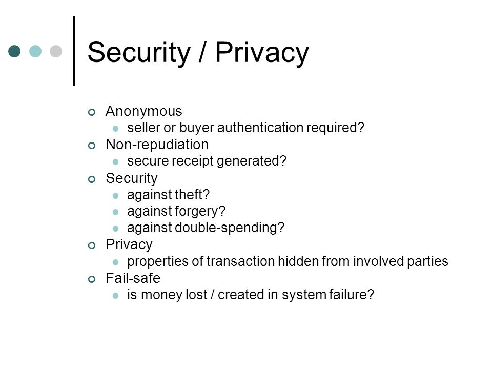 Security / Privacy Anonymous seller or buyer authentication required.