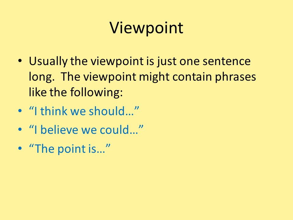 use viewpoint in a sentence