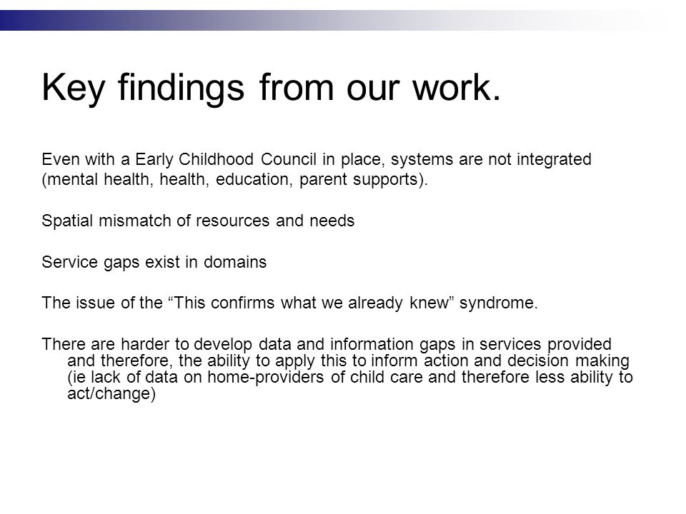 Key findings from our work.