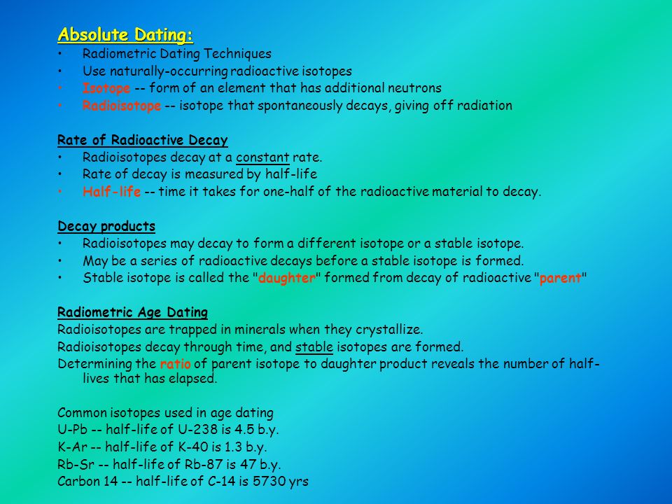 which isotope is used in radioactive dating