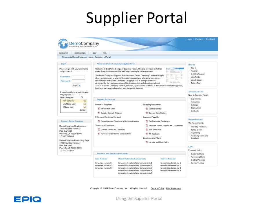 Supplier Portal Using the Supplier Portal