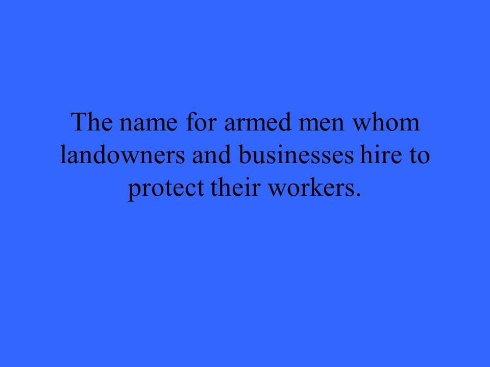 The name for armed men whom landowners and businesses hire to protect their workers.