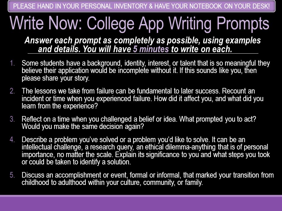 write now college app writing prompts 5 minutes answer each college writing prompt