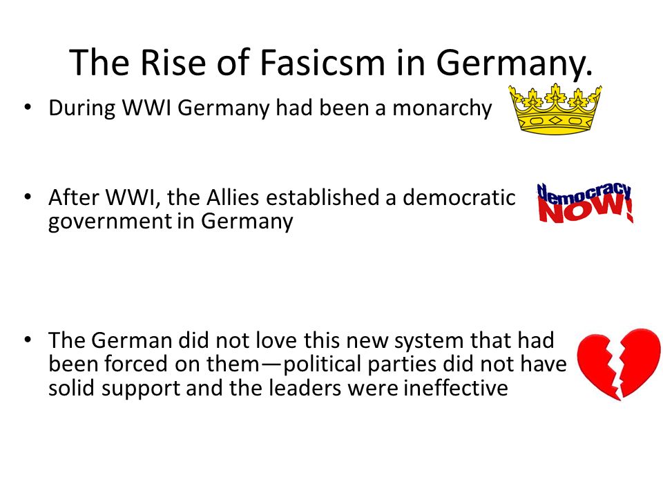 The Rise of Fasicsm in Germany.