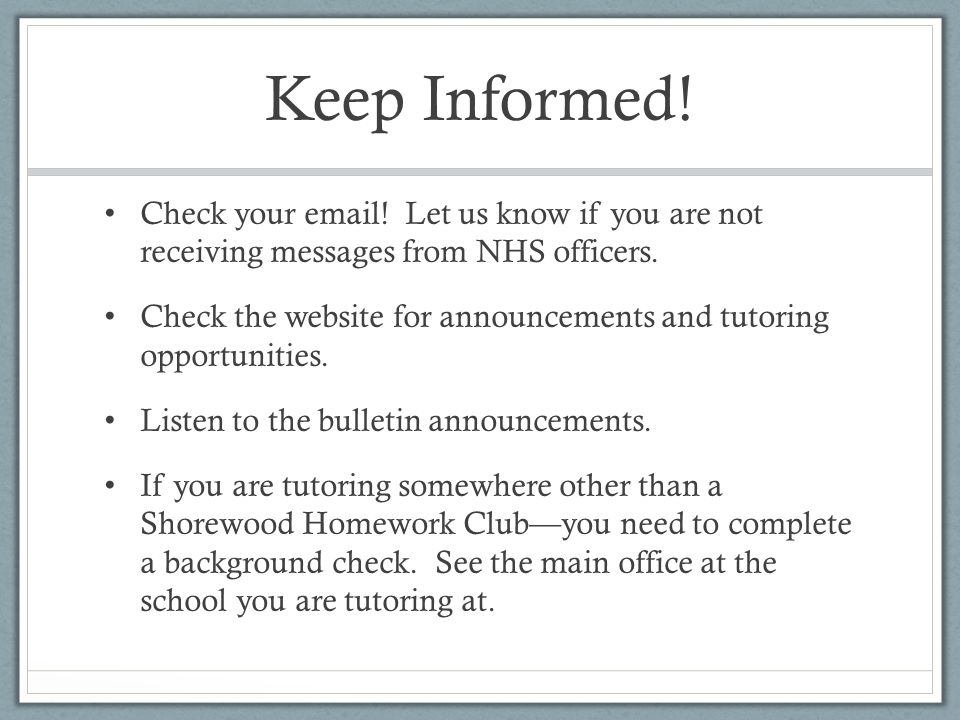 Check your  . Let us know if you are not receiving messages from NHS officers.