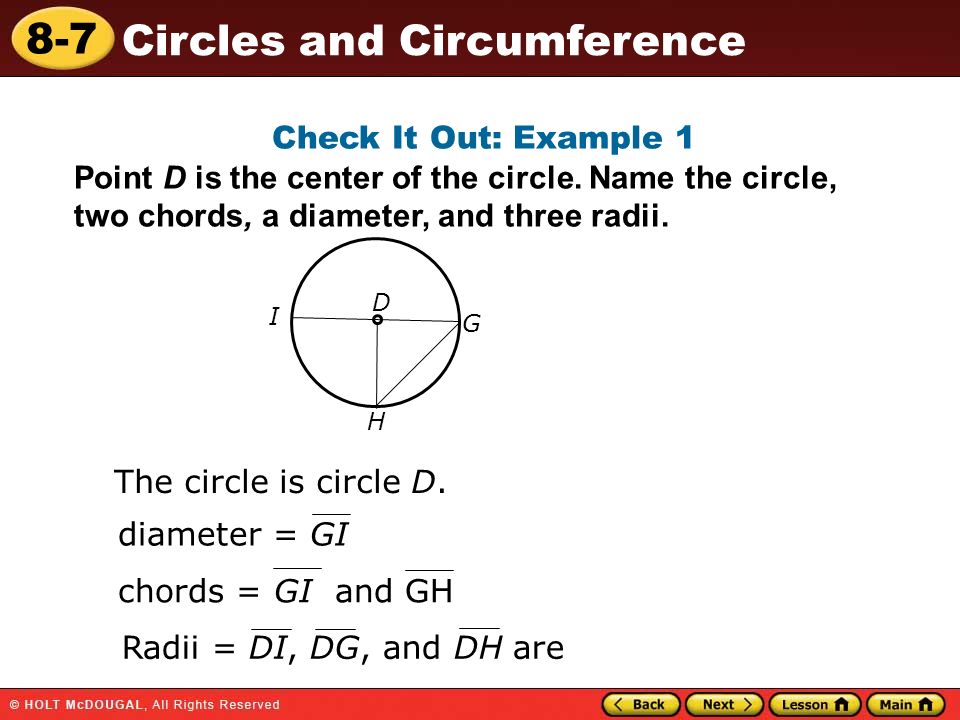 8-7 Circles and Circumference Warm Up Warm Up Lesson Presentation Lesson Presentation Problem of the Problem of the Day Lesson Quizzes Lesson - ppt download