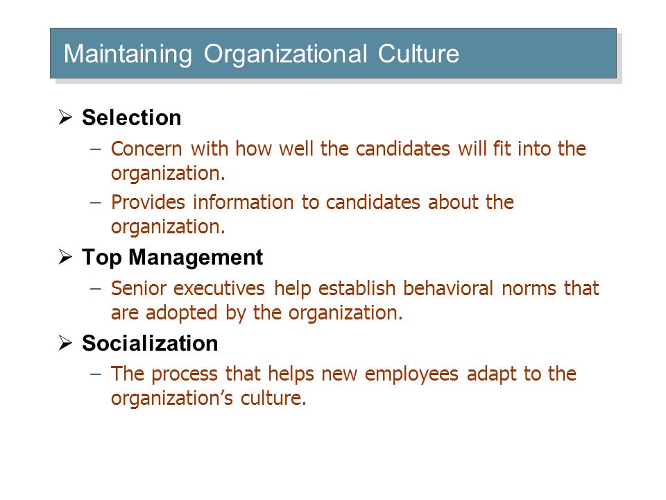 maintaining organizational culture