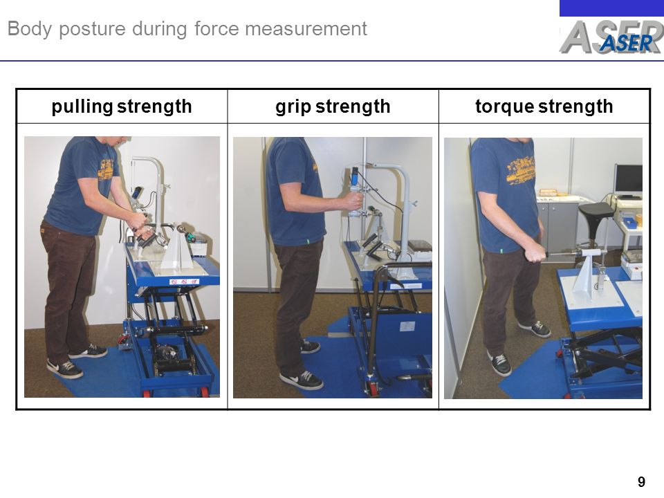 Body posture during force measurement 9 pulling strengthgrip strengthtorque strength