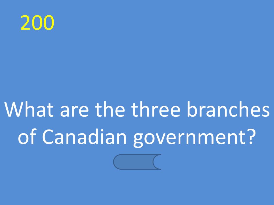 200 What are the three branches of Canadian government