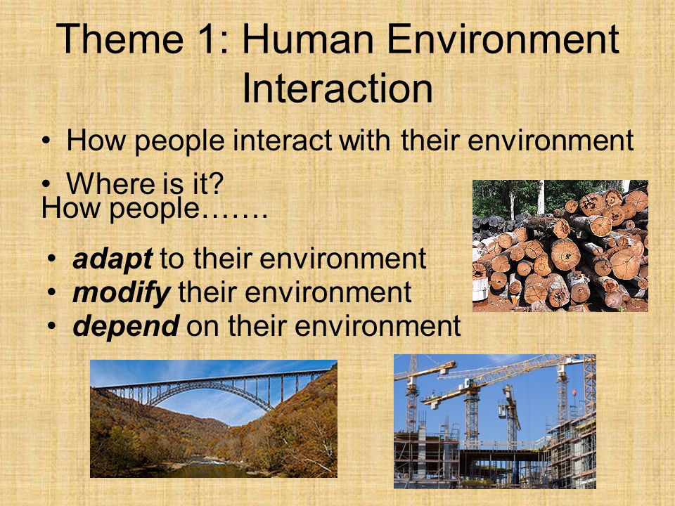 Theme 1: Human Environment Interaction How people interact with their environment Where is it.
