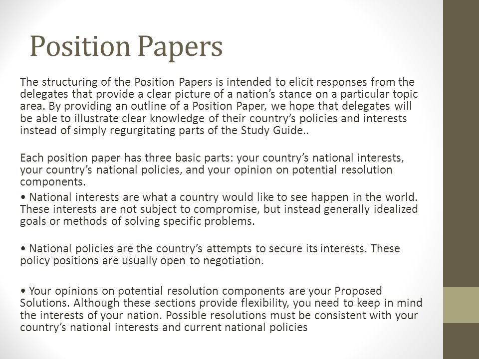 What Are The Three Parts Of A Position Paper