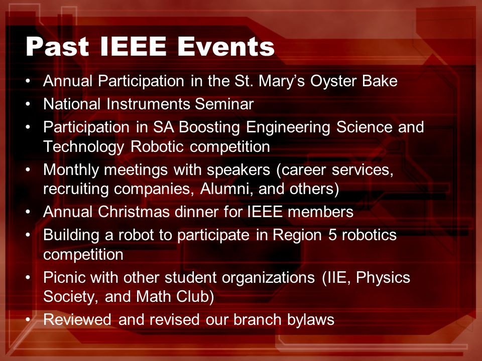 Past IEEE Events Annual Participation in the St.