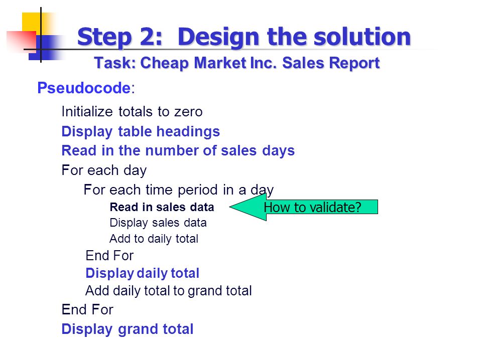 Step 2: Design the solution Task: Cheap Market Inc.