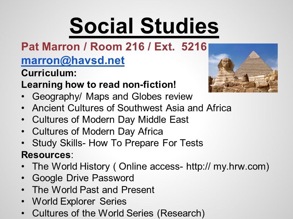 Social Studies Pat Marron / Room 216 / Ext.