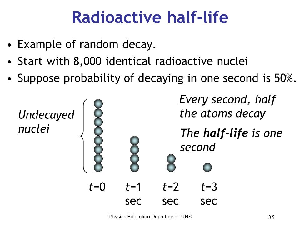 Physics Education Department - UNS 35 Radioactive half-life Example of random decay.