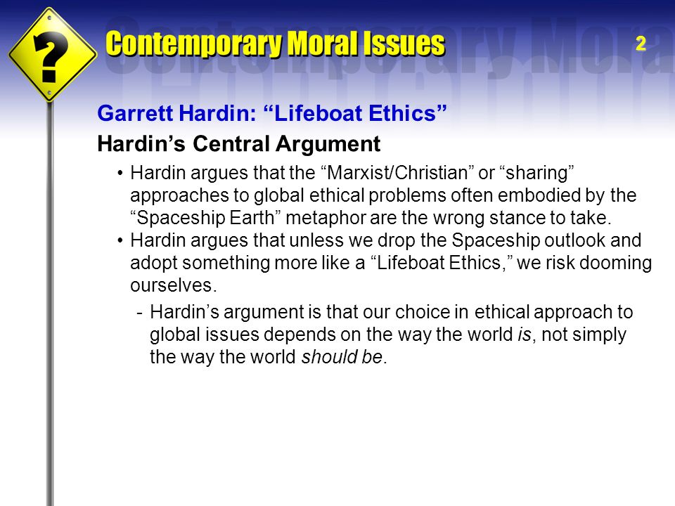 garrett hardin lifeboat ethics analysis