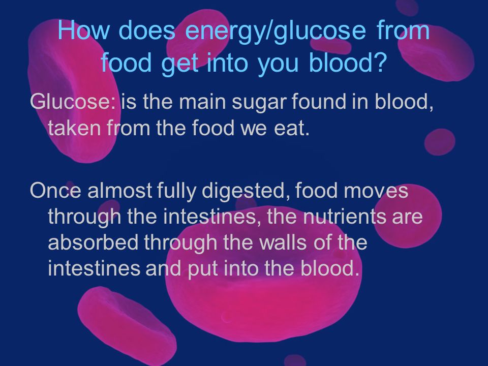 How does energy/glucose from food get into you blood.