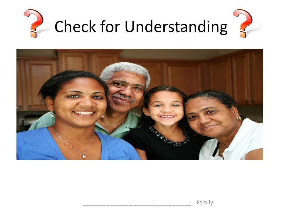 Check for Understanding ___________________________________ Family