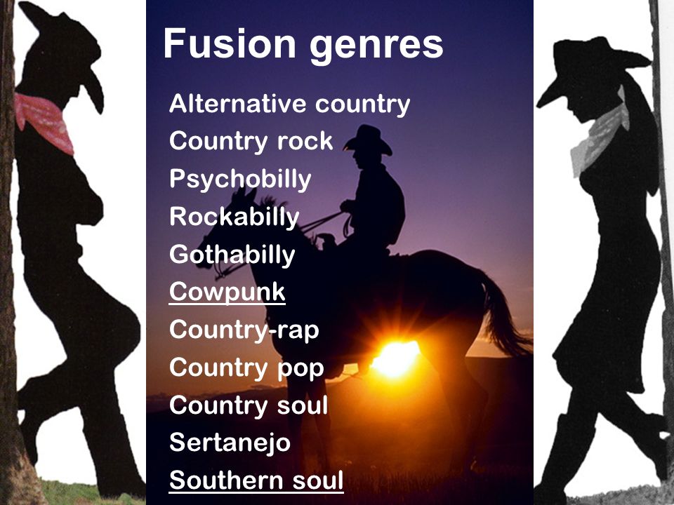 Country music. Table contents Cultural origins Stylistic origins Derivative  forms Fusion genres Typical instruments Mainstream popularity  Representative. - ppt download