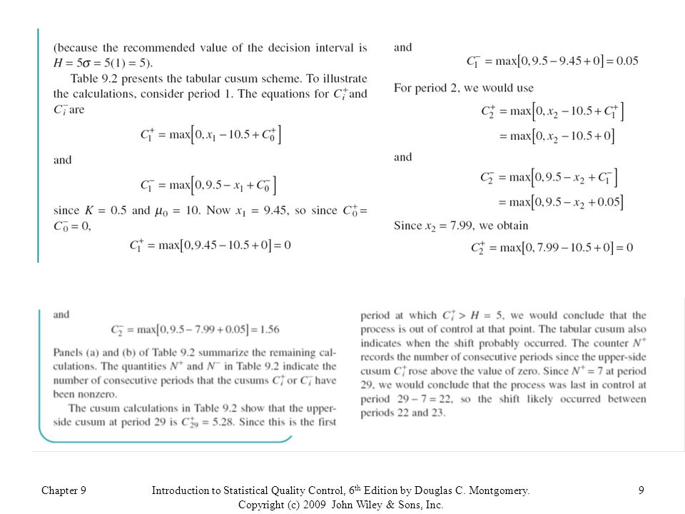 Chapter 99Introduction to Statistical Quality Control, 6 th Edition by Douglas C.