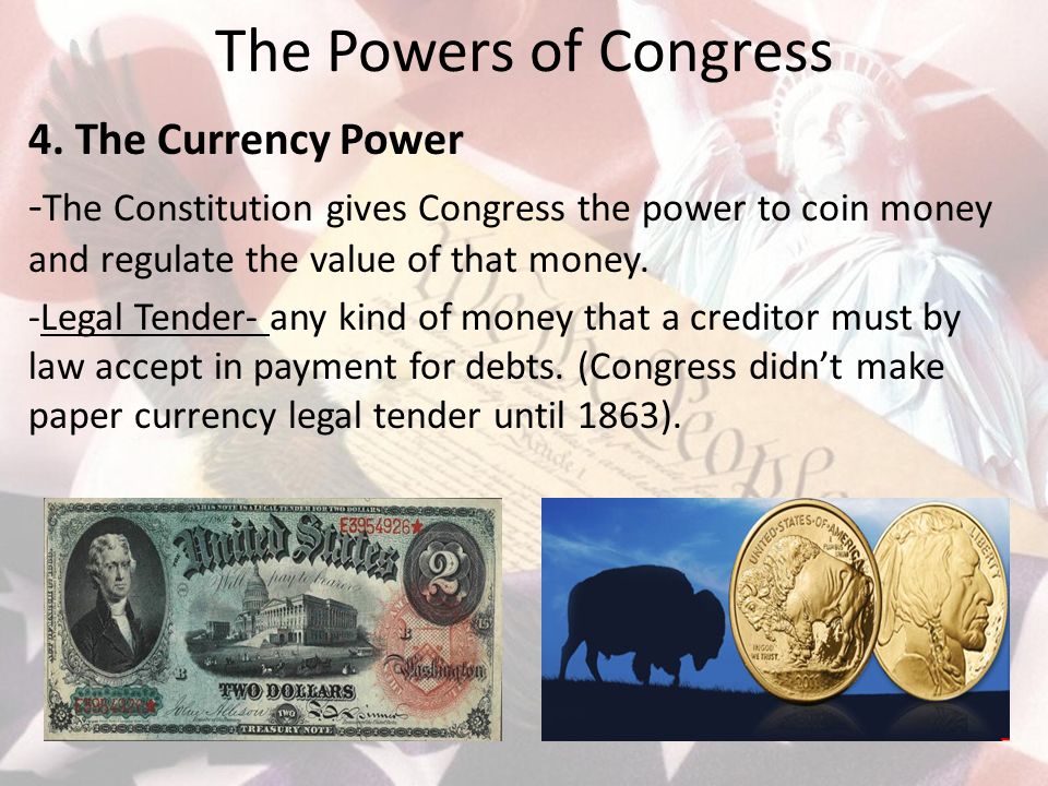 The Powers of Congress 1.The Power to Tax About 95% of the money that the  federal government takes in a year comes from congressional taxes. Taxes-  charges. - ppt download