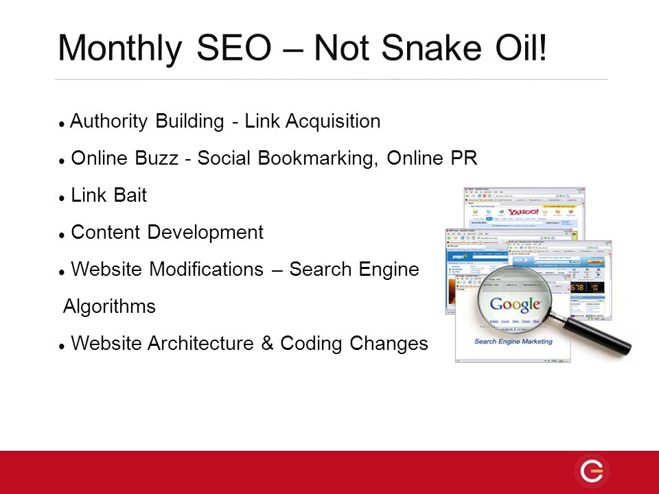 Monthly SEO – Not Snake Oil.