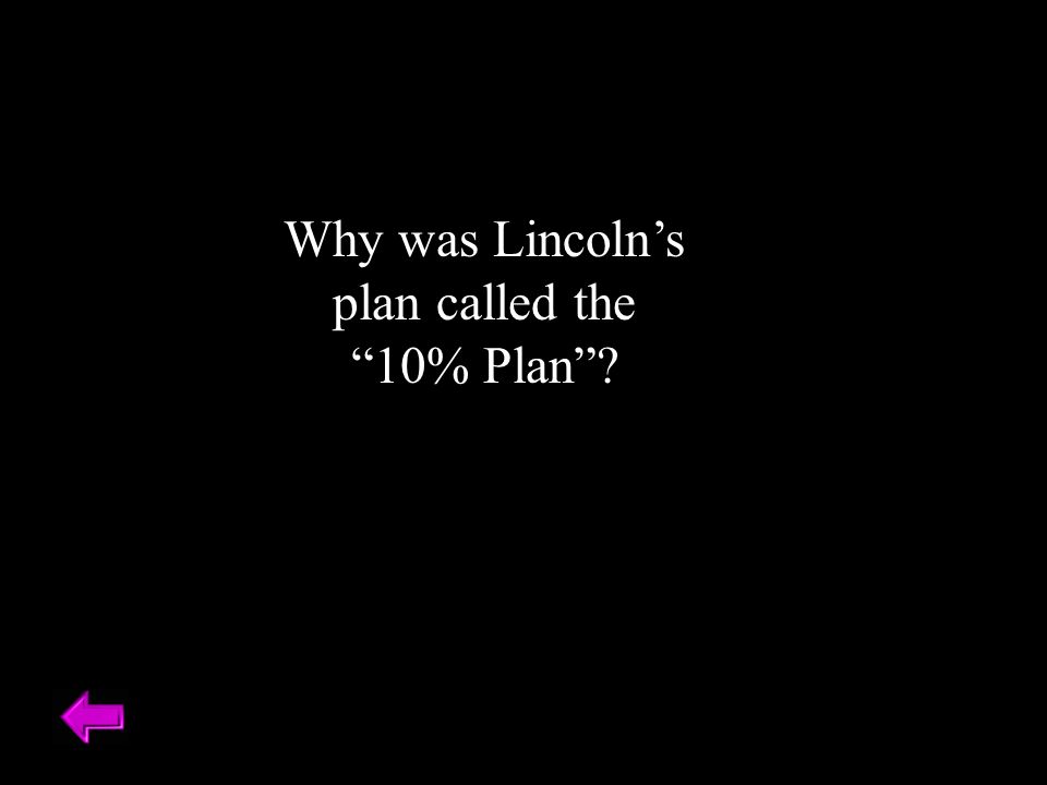 Why was Lincoln’s plan called the 10% Plan