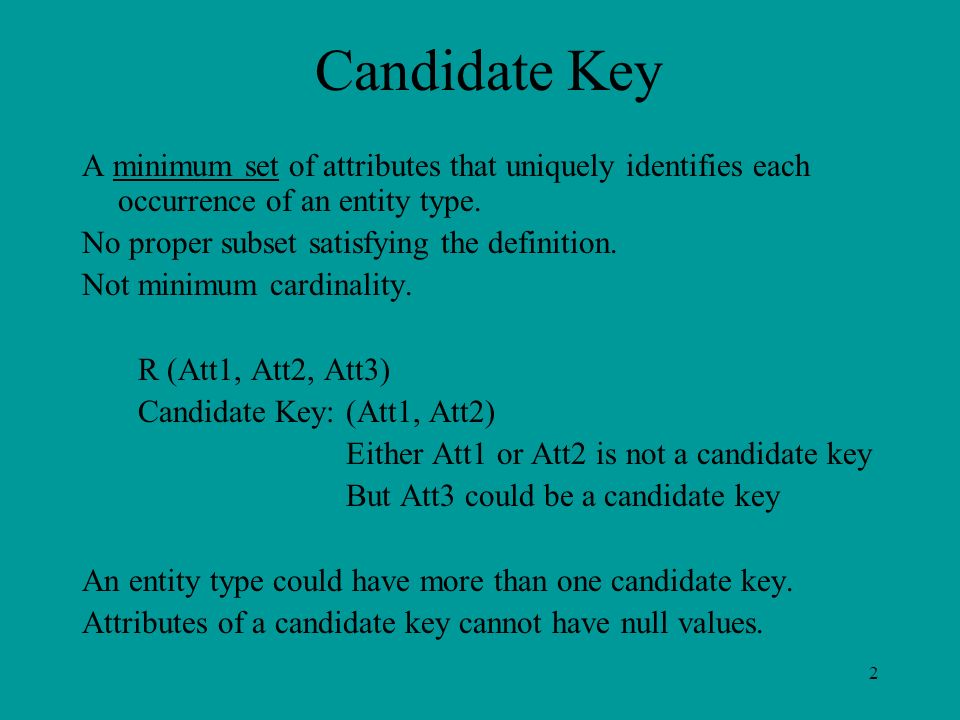 1 E R Model Ii Keys To Identify Records In A Table Candidate Key Primary Key Alternate Key Composite Key Ppt Download