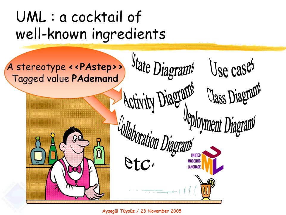 Ayşegül Tüysüz / 23 November 2005 UML : a cocktail of well-known ingredients A stereotype > Tagged value PAdemand