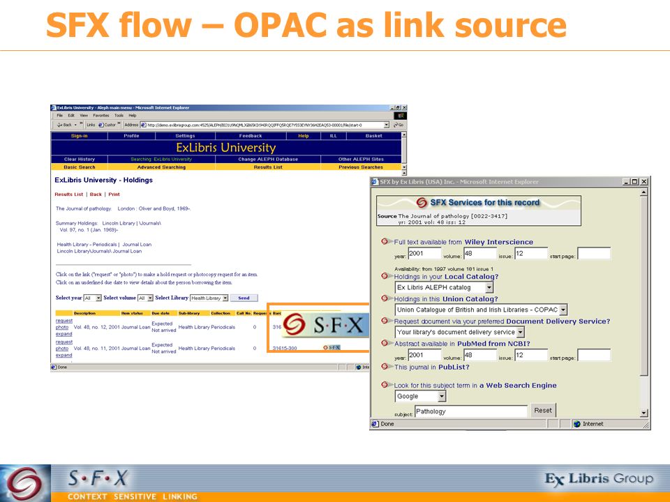 SFX flow – OPAC as link source