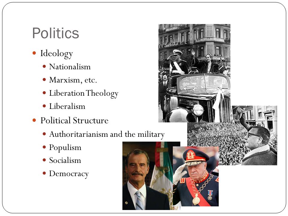 Politics Ideology Nationalism Marxism, etc.