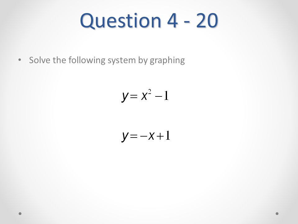 Question Solve the following system by graphing