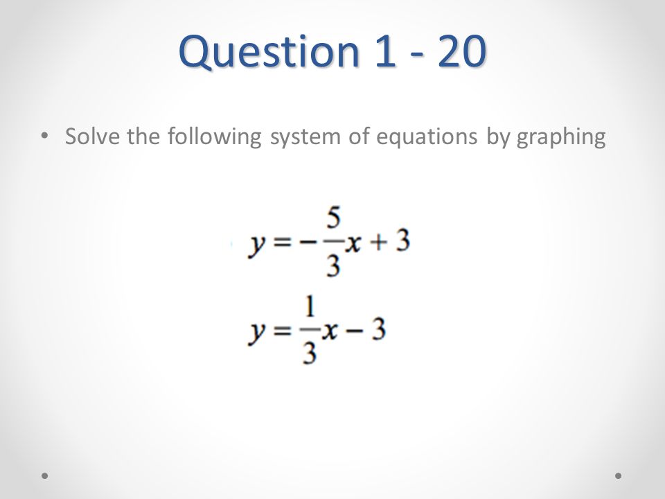 Question Solve the following system of equations by graphing