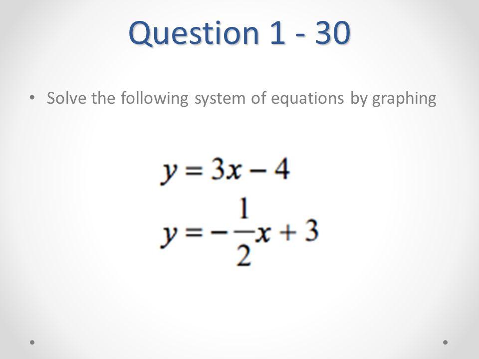 Question Solve the following system of equations by graphing