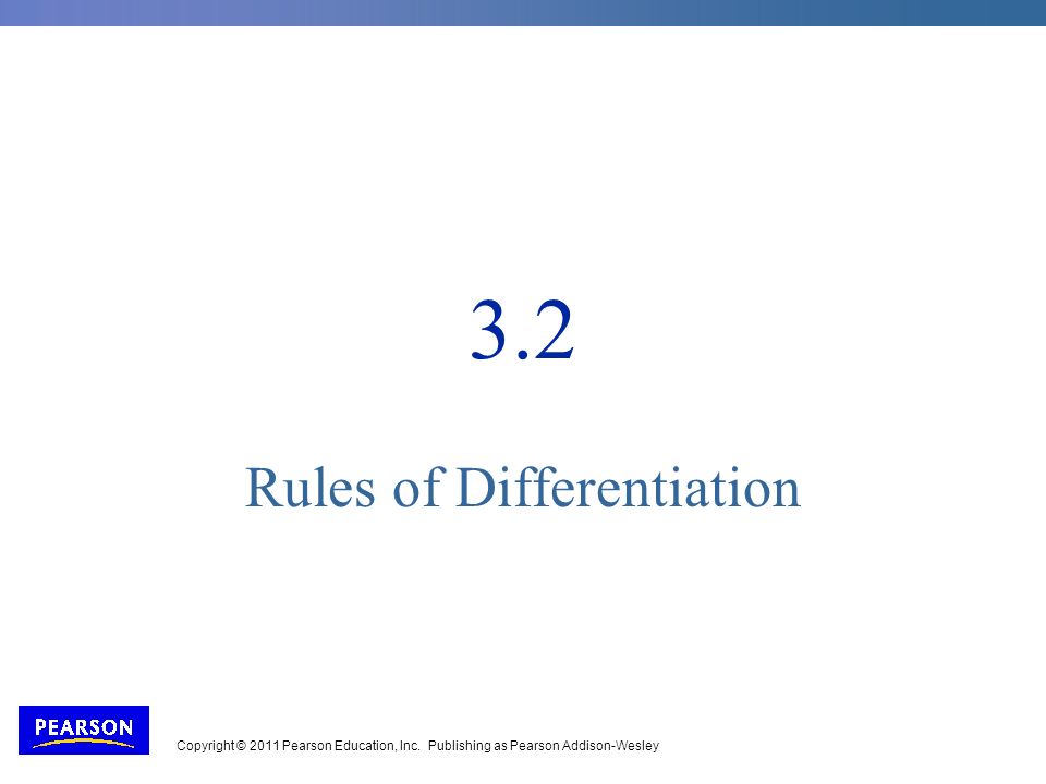 3.2 Rules of Differentiation