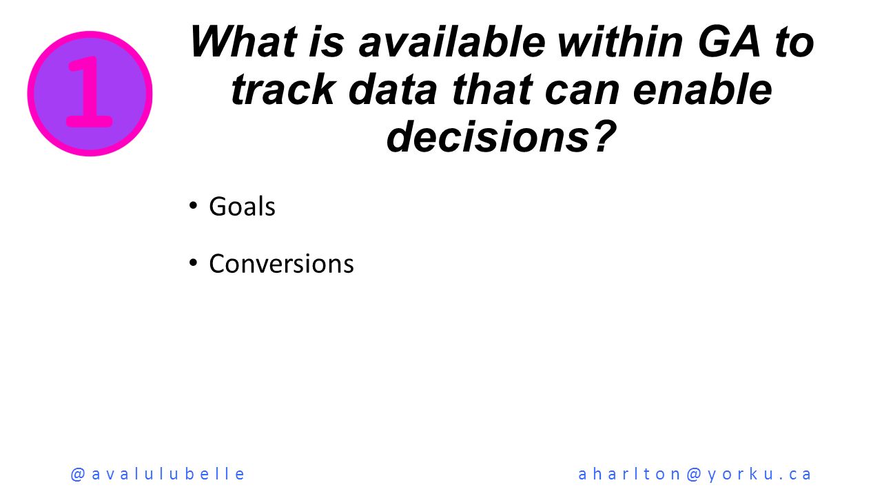 What is available within GA to track data that can enable decisions.