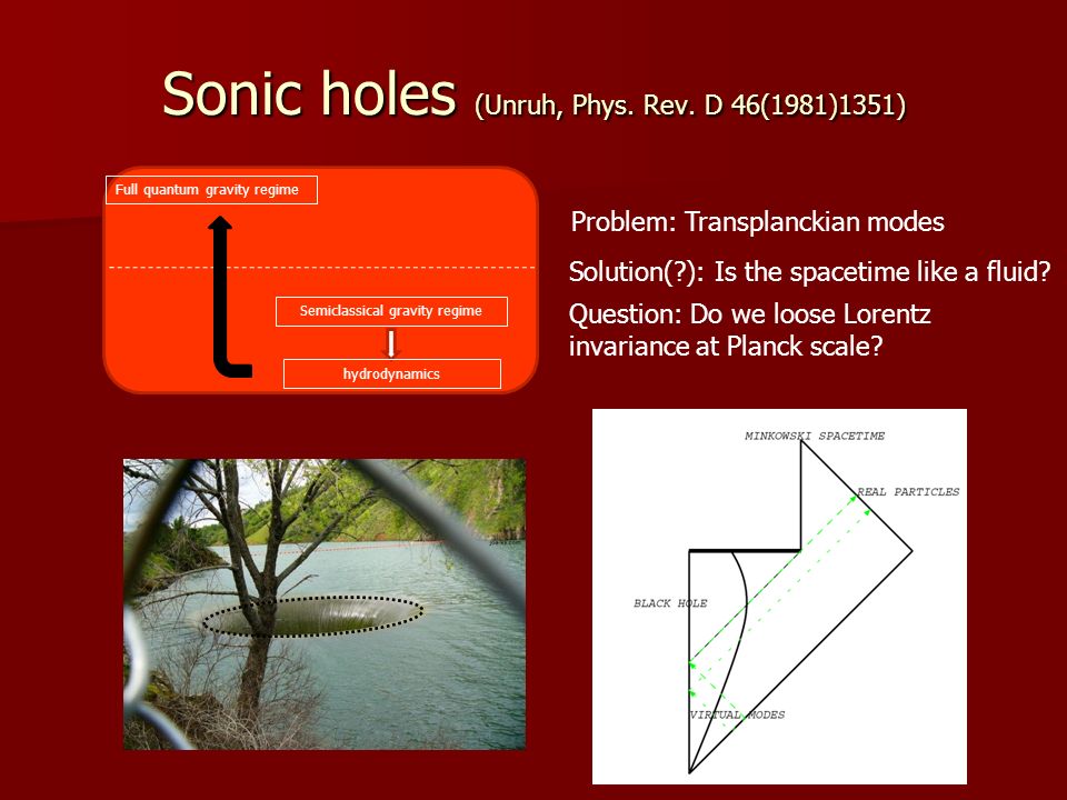 Sonic holes (Unruh, Phys. Rev.