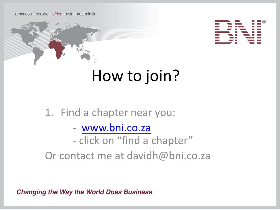 An Introduction to BNI 5 Nov What is BNI? BNI is the largest business  networking organization in the world. We offer members the opportunity to.  - ppt download