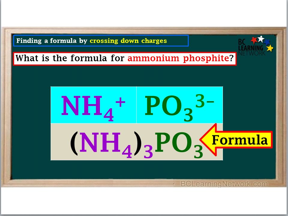 Finding a formula by crossing down charges What is the formula for ammonium phosphite.