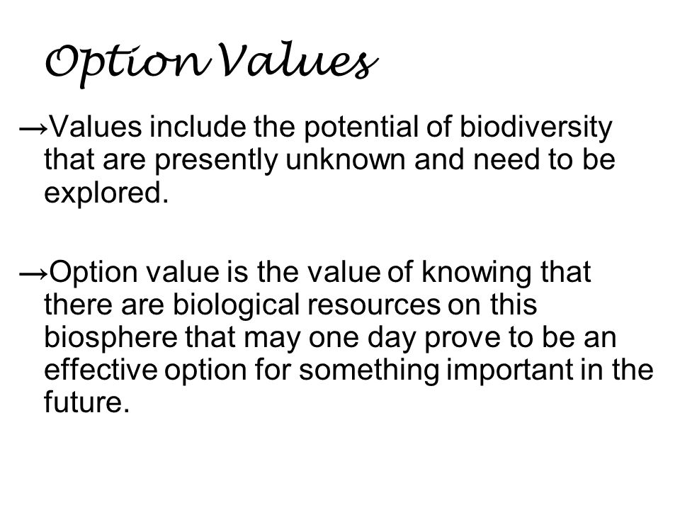 option value biodiversity