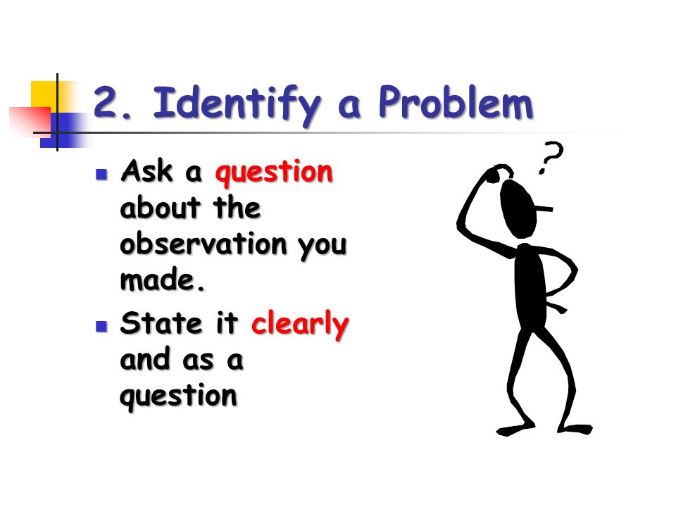 2. Identify a Problem Ask a question about the observation you made.