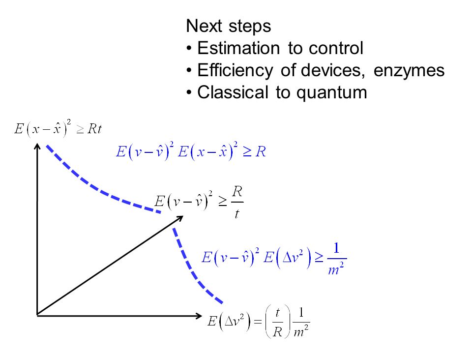 Next steps Estimation to control Efficiency of devices, enzymes Classical to quantum