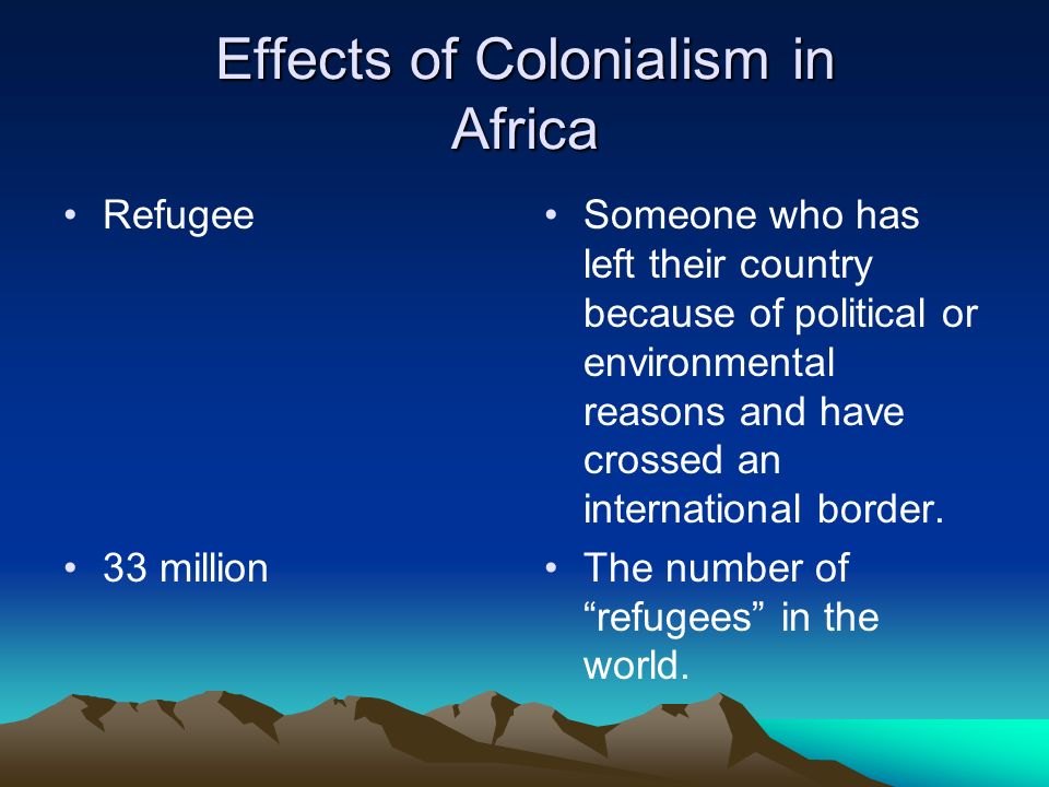 Effects of Post/Colonialism in Africa. Effects of Colonialism in Africa  Genocide When was this term created? The systematic extermination of a  group of. - ppt download