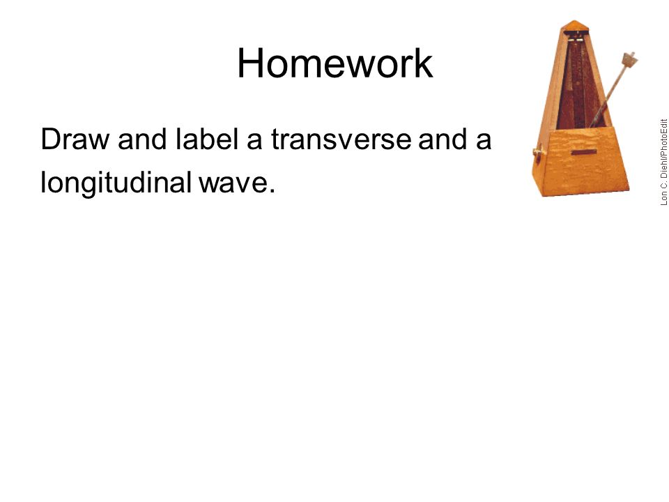 Homework Draw and label a transverse and a longitudinal wave.