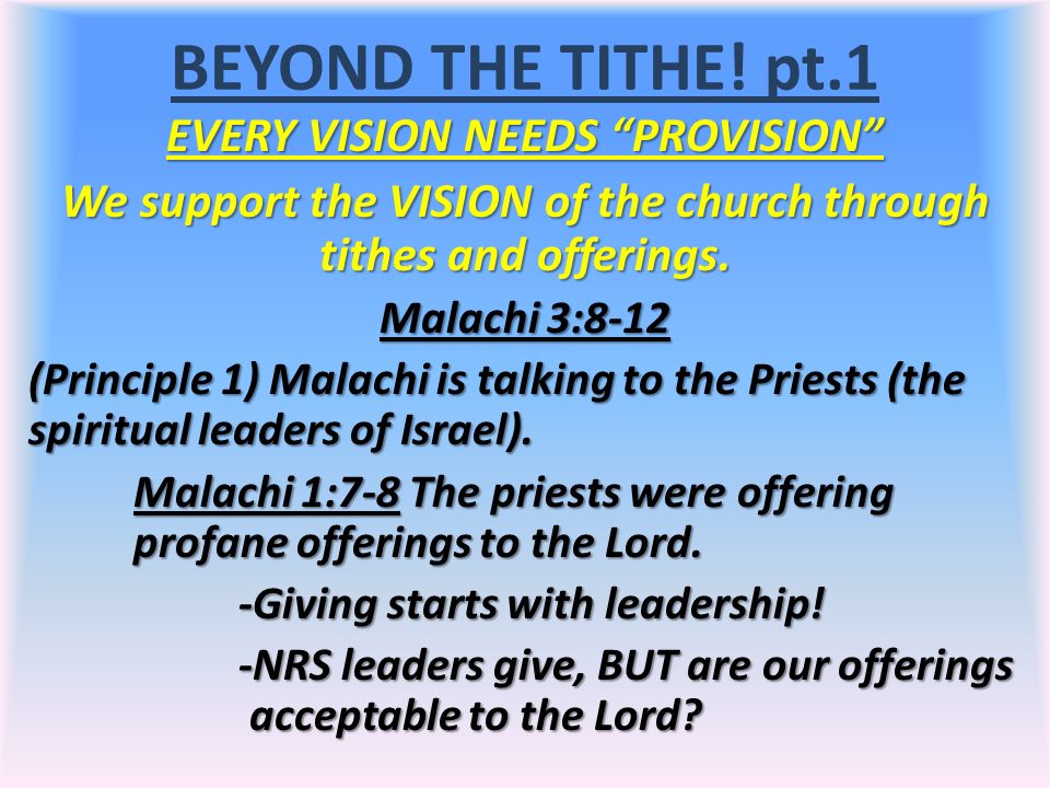 Beyond the Tithe